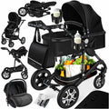 KESSER® Loops 4 in 1 Kinderwagen Komplett-Set | ECE R129 & Vollgummi | Schwarz