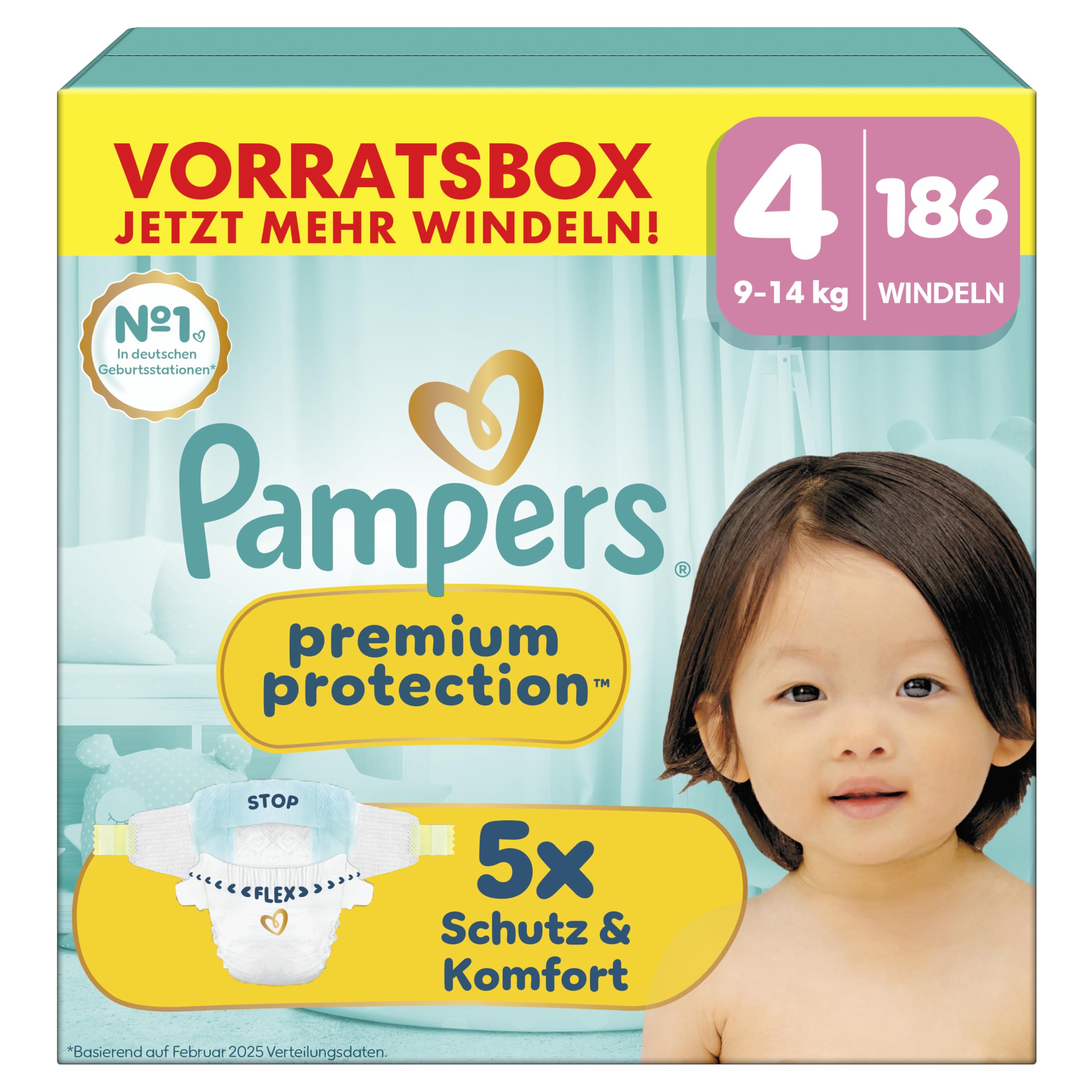 Pampers Premium Protection Gr. 4 (186 Stk.) – 9-14 kg | Riesenpack
