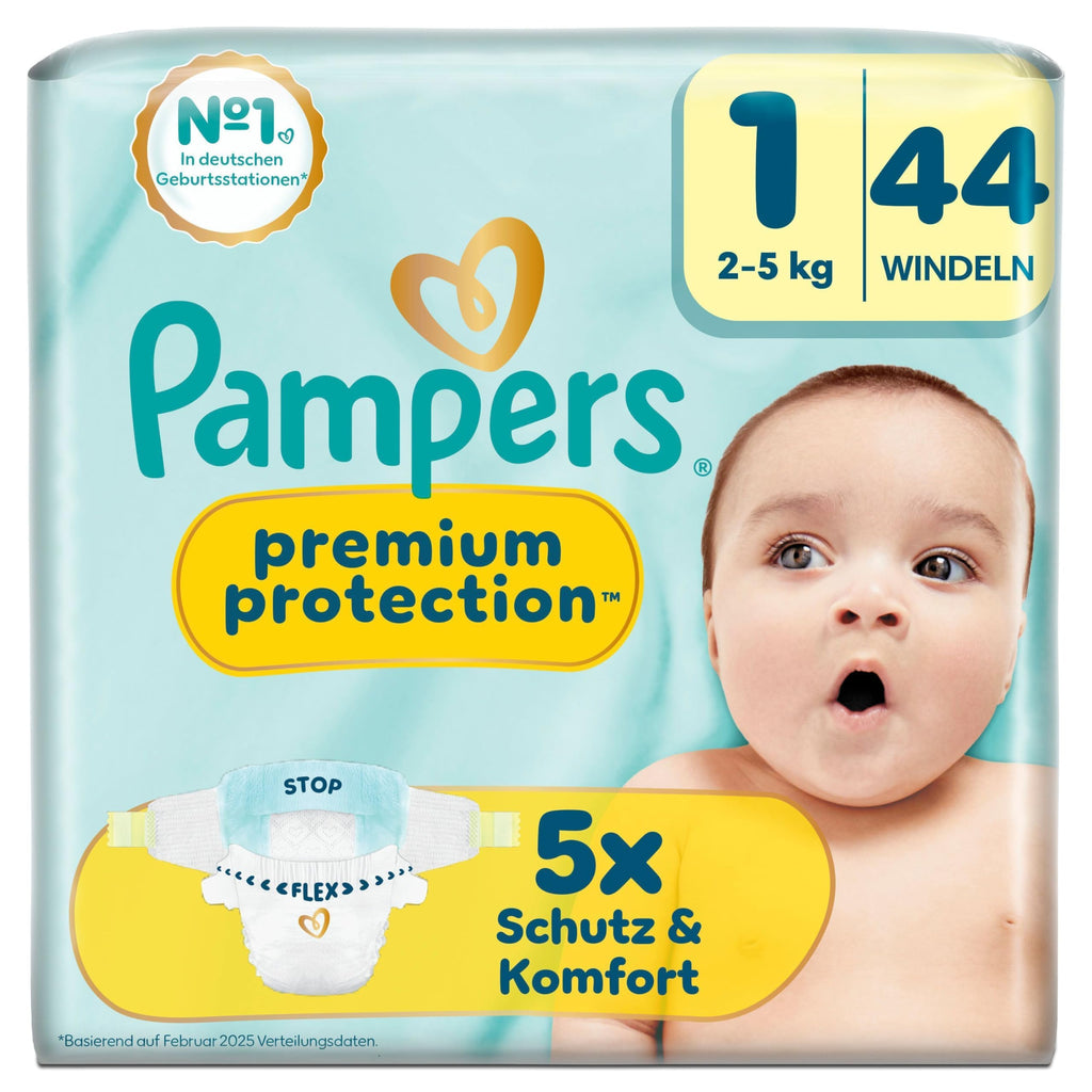 Pampers Premium Protection Größe 1, 44 Windeln, 2kg-5kg