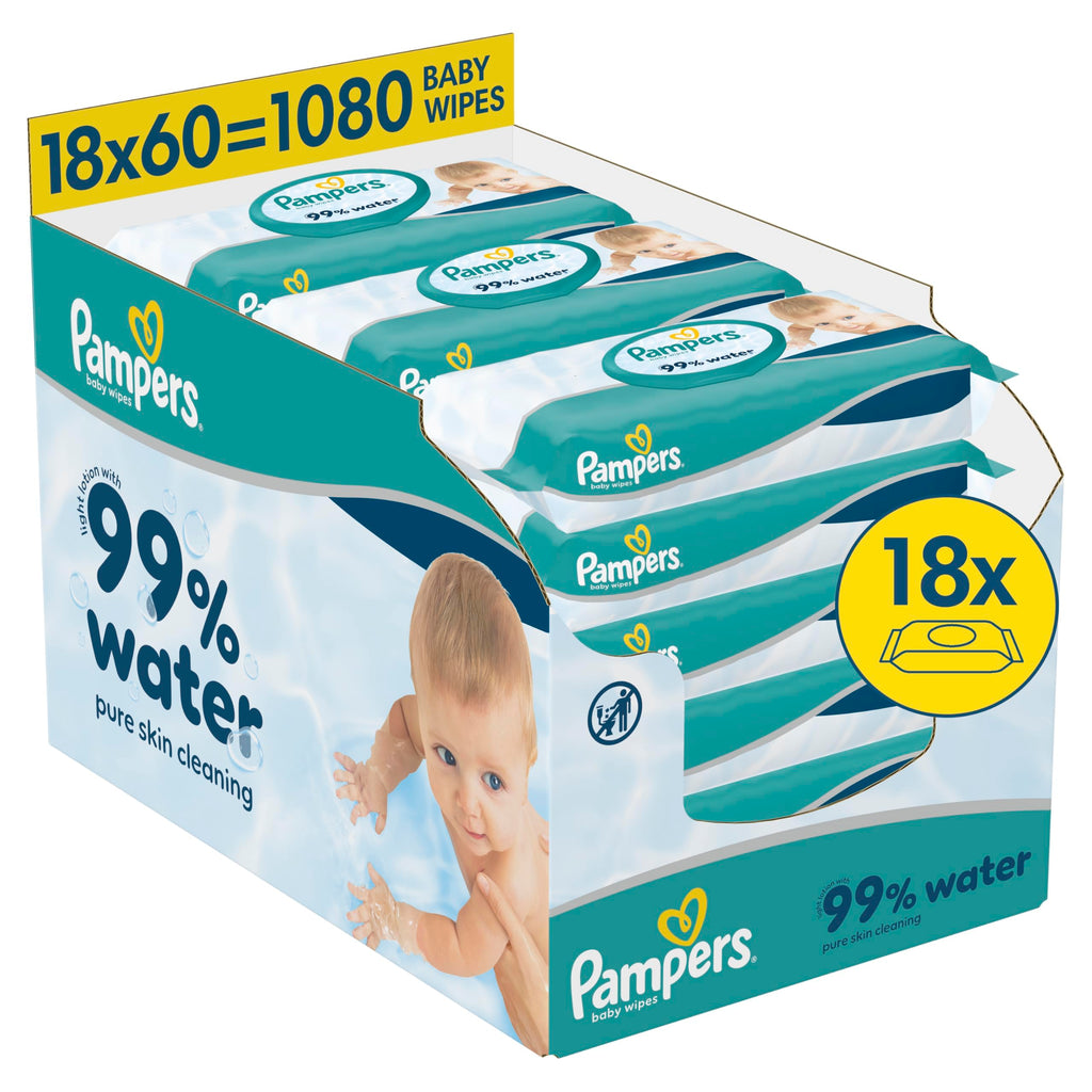 Pampers 99% Water Feuchttücher (1080 Stk.) – 18x60 | Jahresvorrat