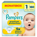 Pampers Premium Protection Größe 1, 180 Windeln (2-5 kg) – Vorratspack
