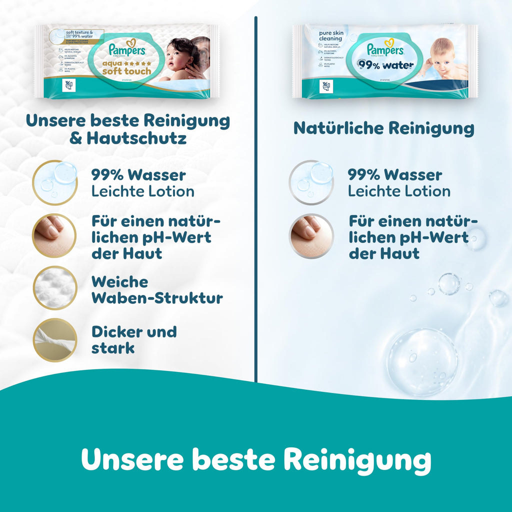 Pampers 99% Water Feuchttücher (1080 Stk.) – 18x60 | Jahresvorrat