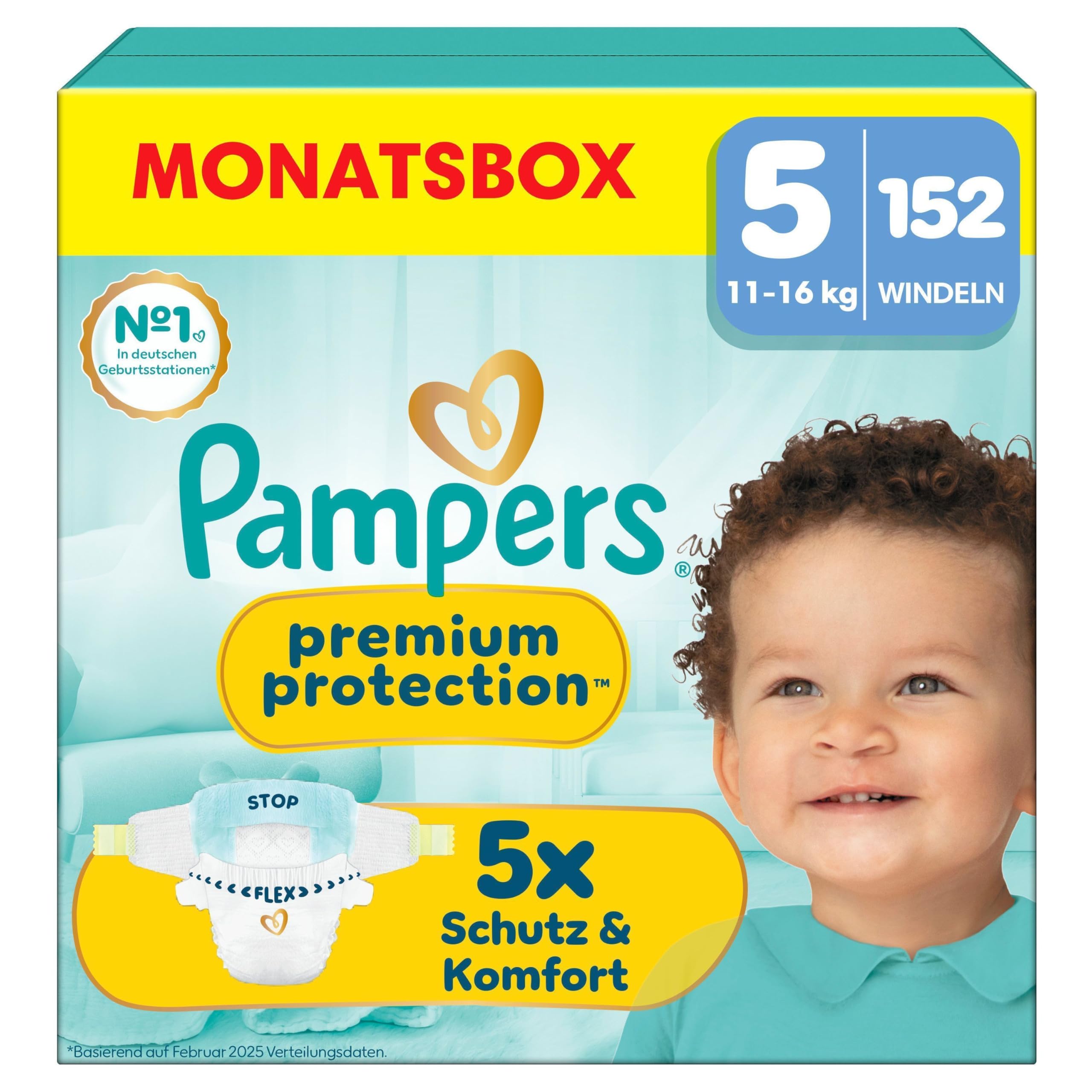 Pampers Premium Protection Gr. 5 (152 Stk.) – 11-16 kg | Vorratspack