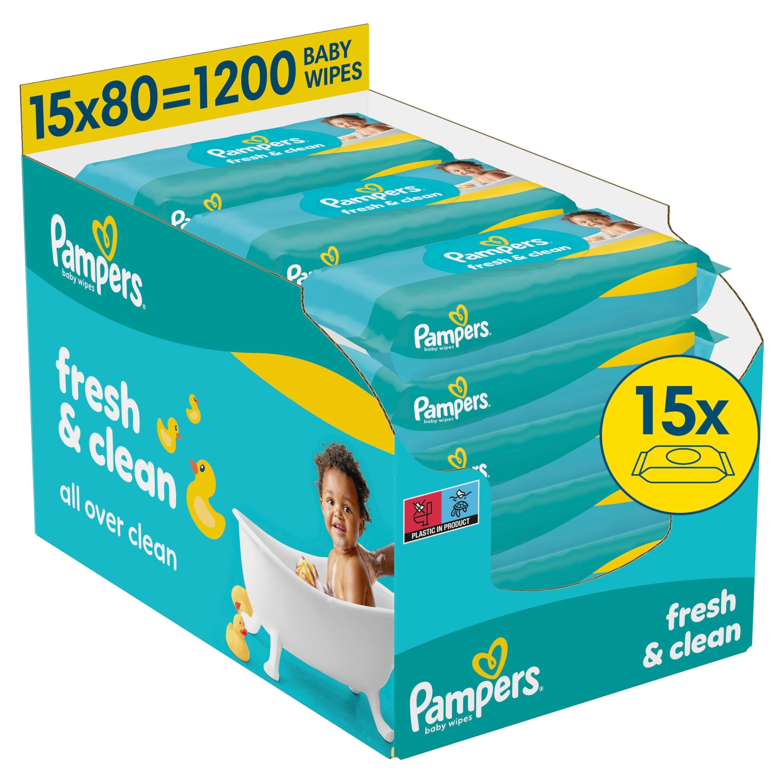 Pampers Fresh Clean 15x80 (1200 Tücher) – Für Po, Hände & Gesicht